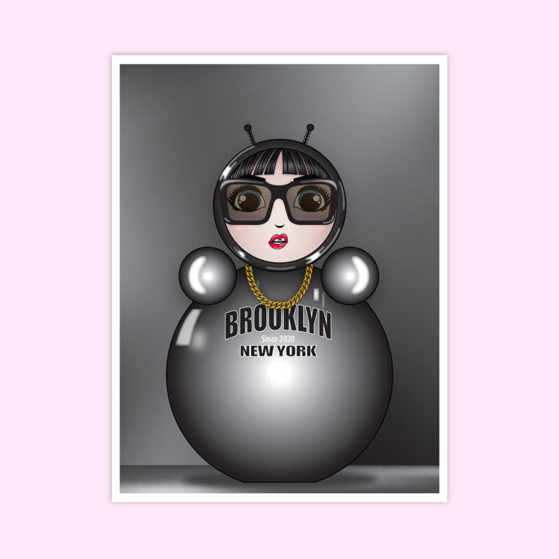 Brooklyn Monochrome O art print in black and silver from Please Hold Studio NY Collection