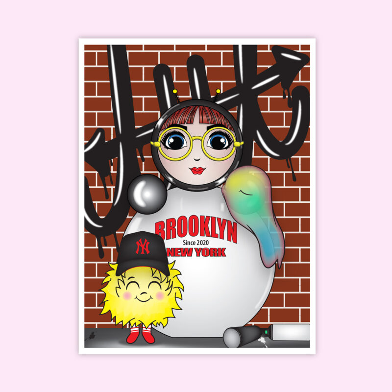 Brooklyn Friends art print with O and EM from Please Hold Studio NY Collection