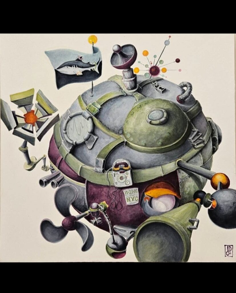 Artwork by Johnny DeGiorgio featuring layered textures, flowing forms, and expressive use of color exploring intuition, energy, and creative flow.