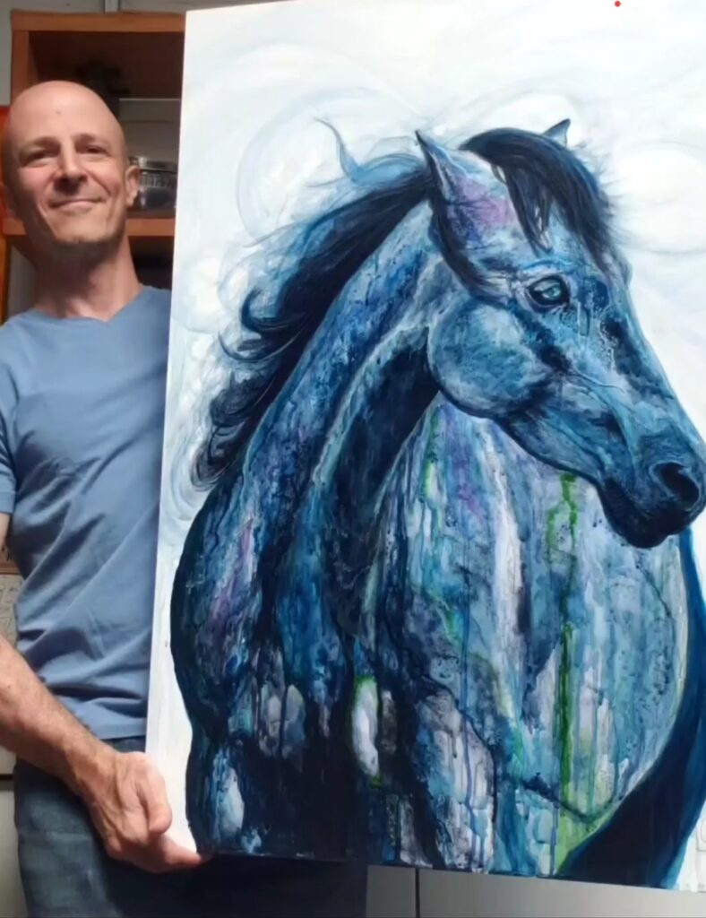 Artwork by Johnny DeGiorgio featuring layered textures, flowing forms, and expressive use of color exploring intuition, energy, and creative flow.