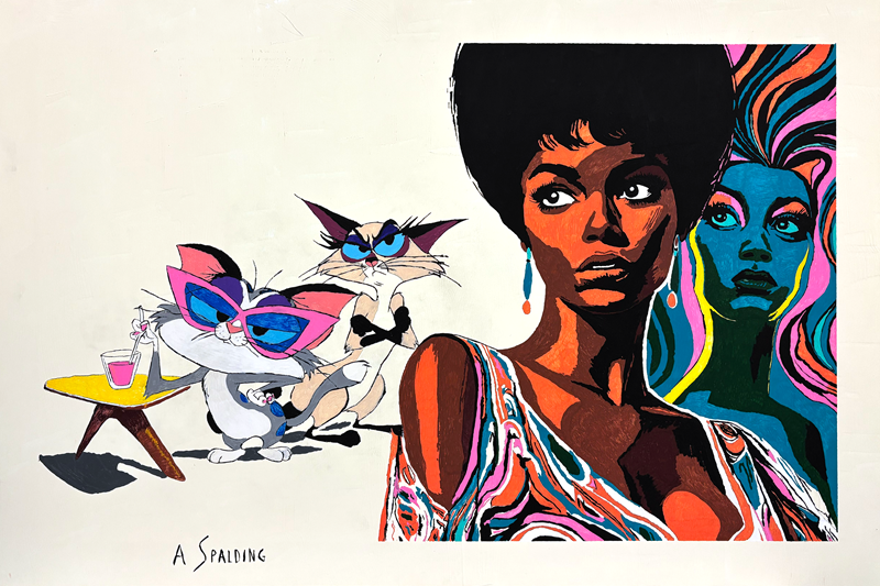 Artwork by Alex Spalding featuring expressive portraits, wild animals, bold contrast, and vivid color exploring inner landscapes and emotional intensity.